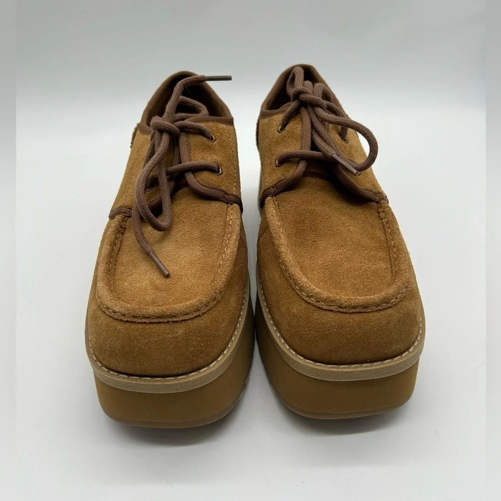 UGG Women’s Suede Platform Oxford Shoes – Chestnut Brown New Without Box Sz 12